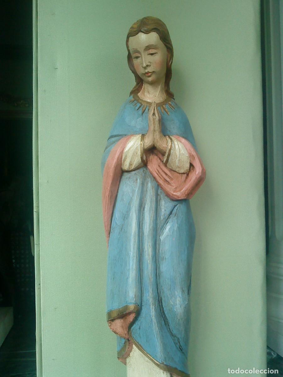 Arte: Virgen Mar&iacute;a Inmaculada en talla de madera - Foto 3