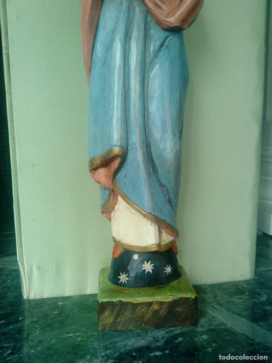 Arte: Virgen Mar&iacute;a Inmaculada en talla de madera - Foto 4