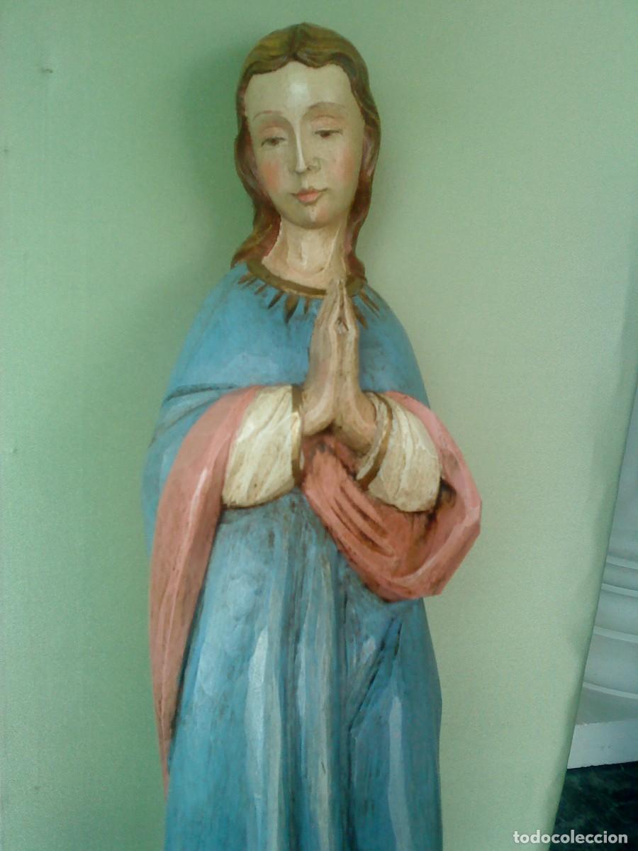Arte: Virgen Mar&iacute;a Inmaculada en talla de madera - Foto 5