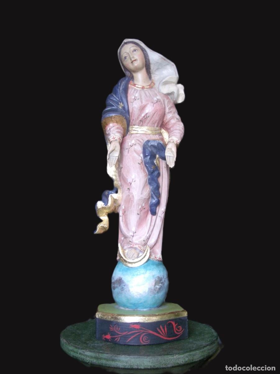 Arte: Virgen Mar&iacute;a talla de madera. 46 cm./ - Foto 1