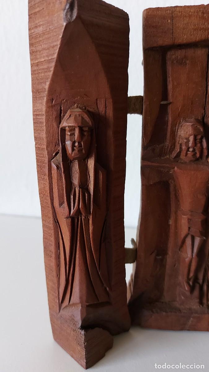 Arte: TRIPTICO TALLADO EN MADERA - Foto 2