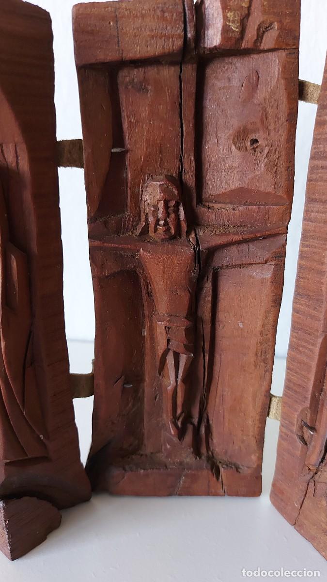 Arte: TRIPTICO TALLADO EN MADERA - Foto 3