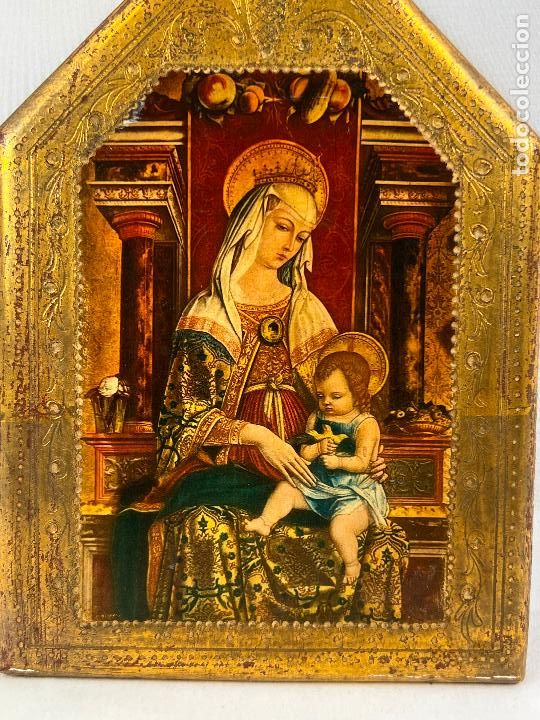 Arte: ICONO RELIGIOSO VIRGEN EN MADERA - Foto 2