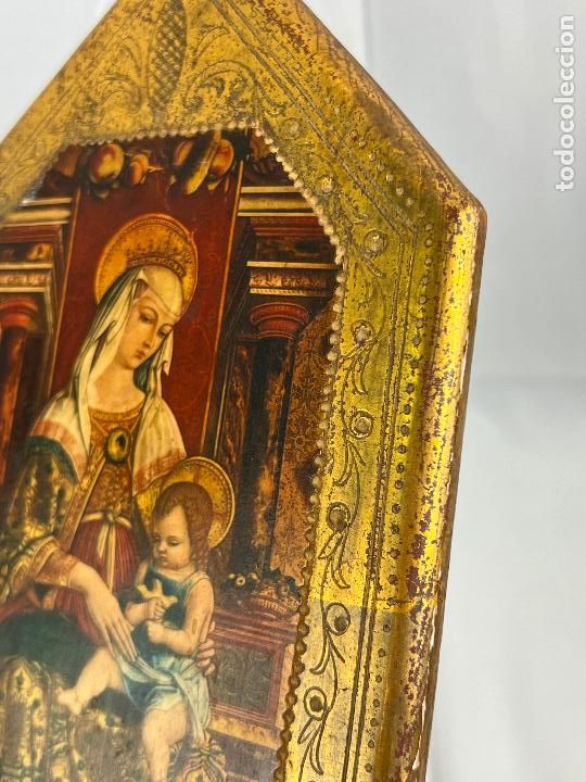 Arte: ICONO RELIGIOSO VIRGEN EN MADERA - Foto 4