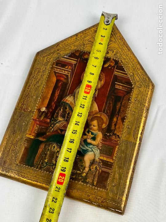 Arte: ICONO RELIGIOSO VIRGEN EN MADERA - Foto 6