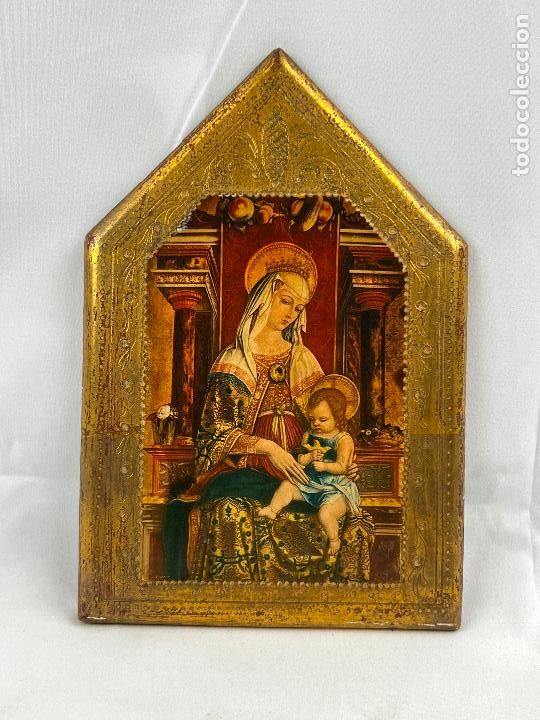Arte: ICONO RELIGIOSO VIRGEN EN MADERA - Foto 1