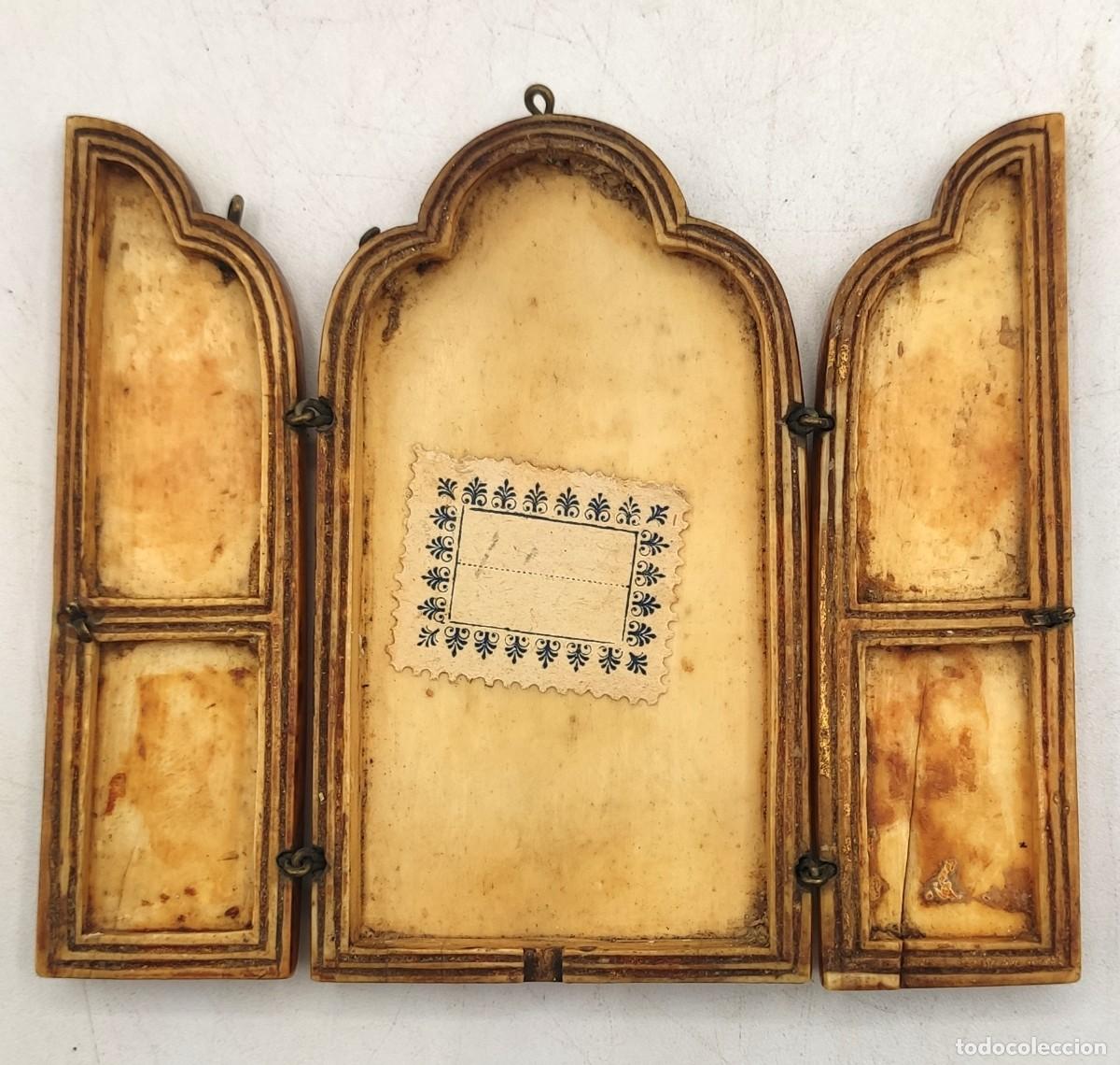 Arte: Tr&iacute;ptico en hueso, probablemente del siglo XVI. - Foto 1