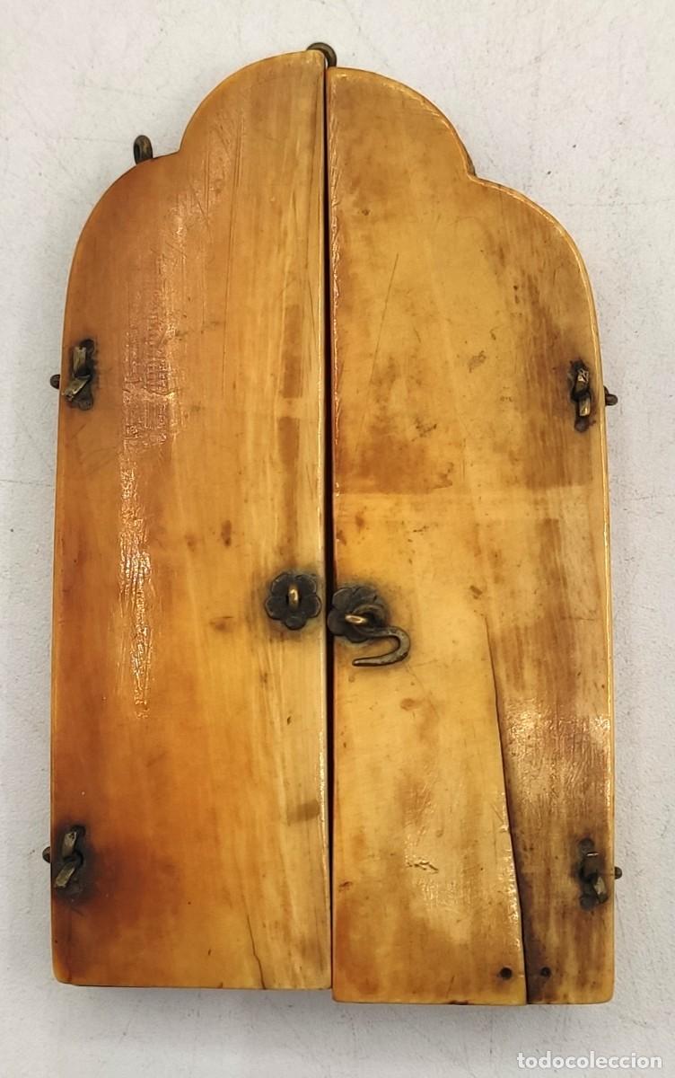 Arte: Tr&iacute;ptico en hueso, probablemente del siglo XVI. - Foto 2
