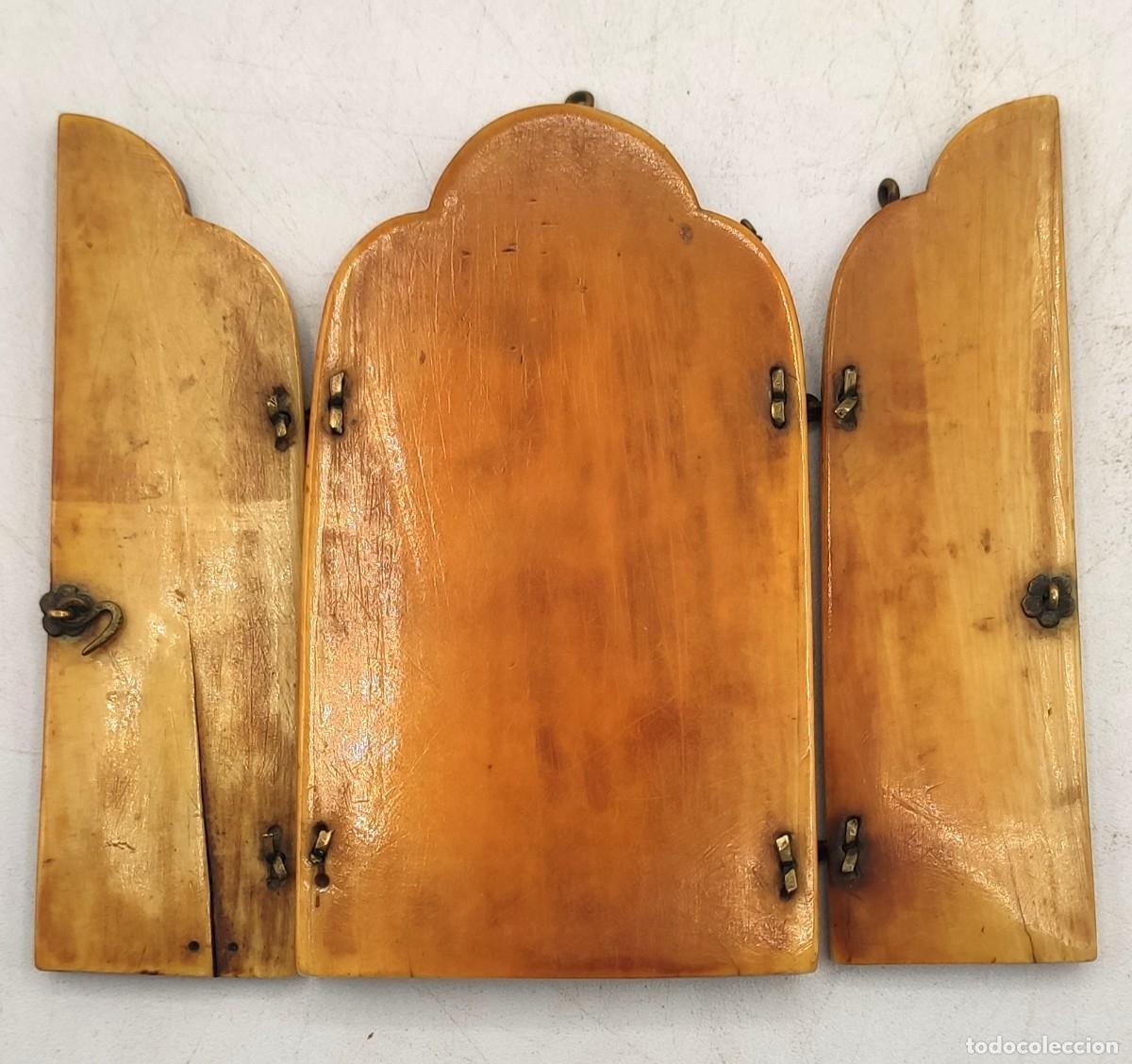 Arte: Tr&iacute;ptico en hueso, probablemente del siglo XVI. - Foto 7