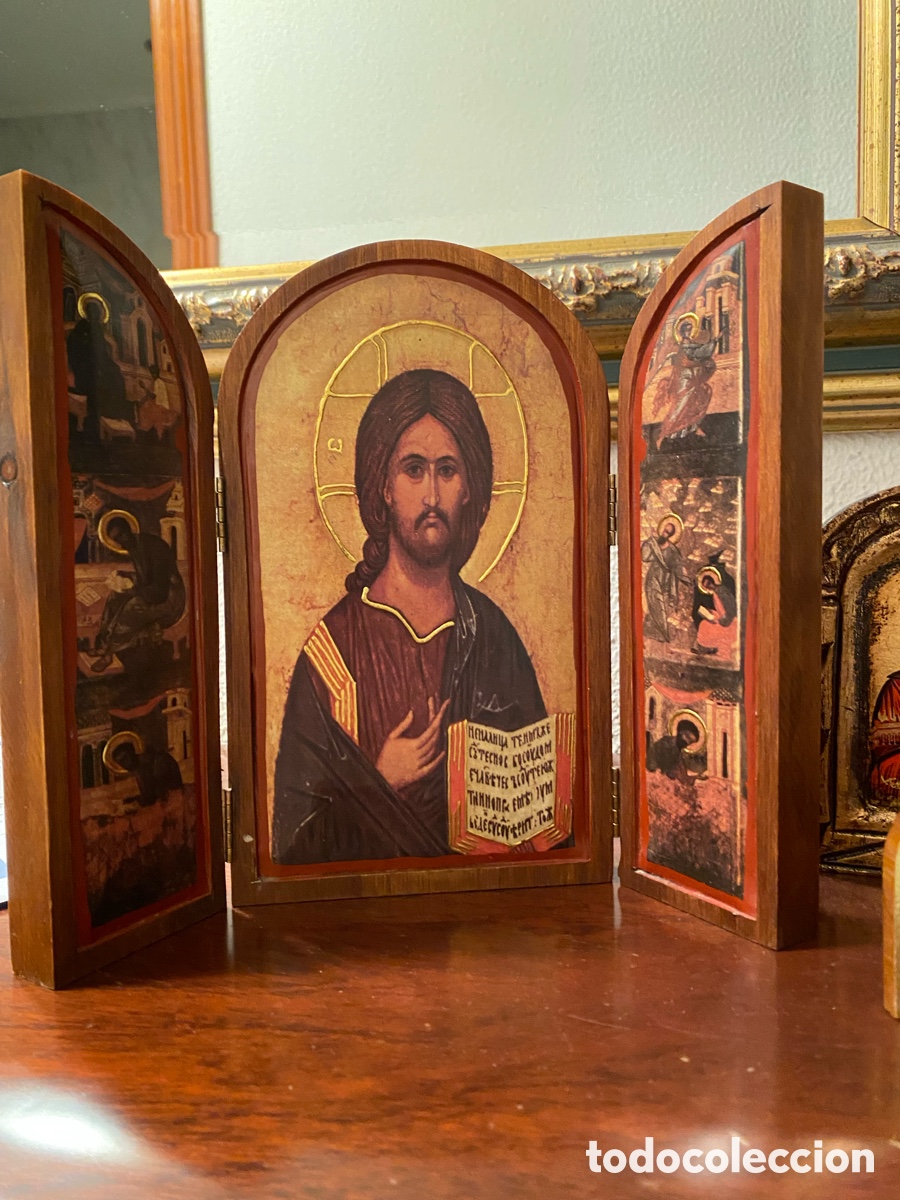 Arte: Tres iconos religiosos en madera - Foto 2