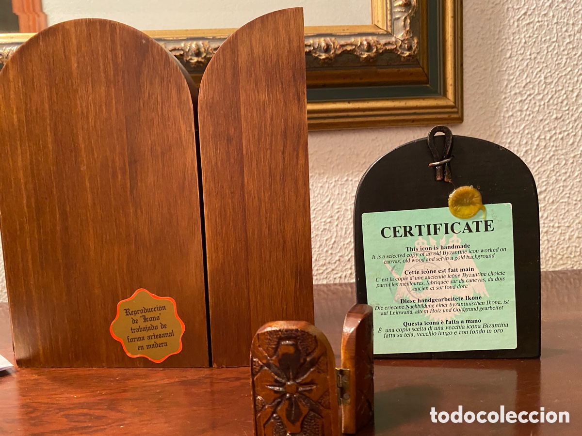 Arte: Tres iconos religiosos en madera - Foto 5