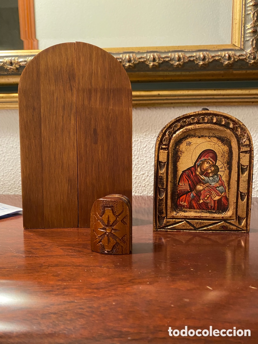 Arte: Tres iconos religiosos en madera - Foto 6