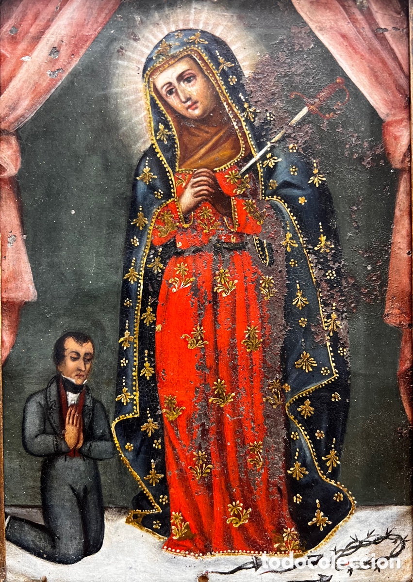 Arte: Virgen de Guadalupe Dolorosa. Mexico, S.XVIII. &Oacute;leo sobre Cobre.