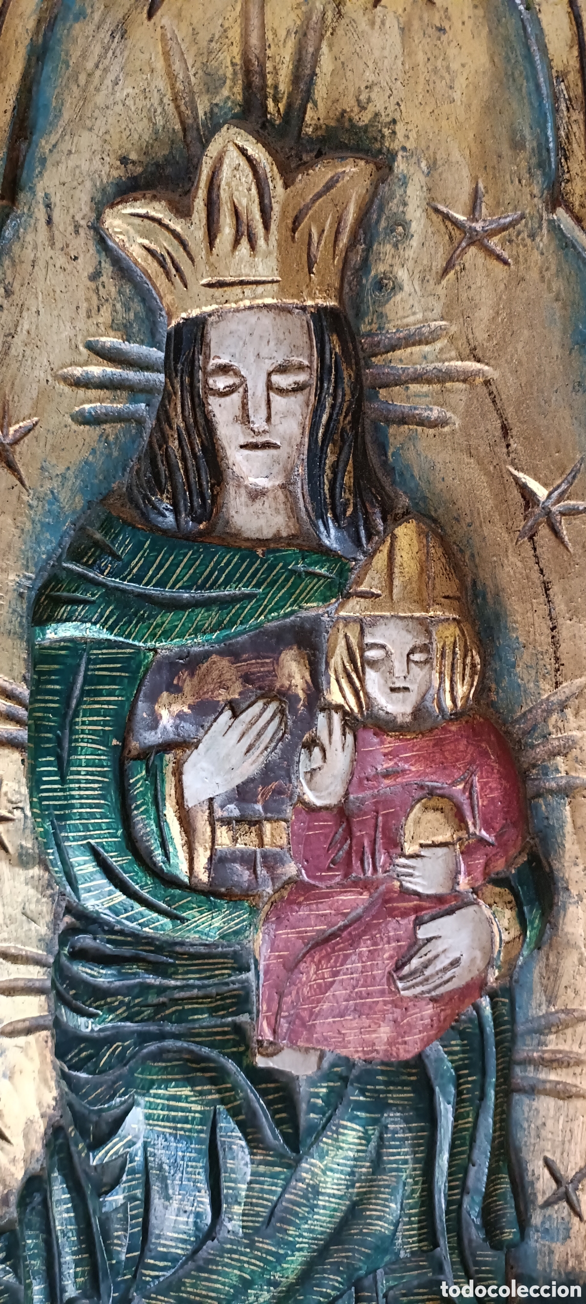 Arte: Tr&iacute;ptico inmaculada madera policromada - Foto 7