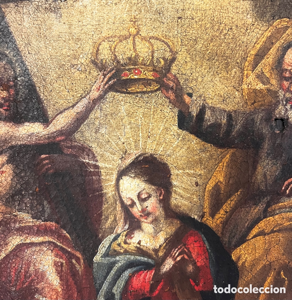 Arte: La Coronaci&oacute;n de la Virgen. &Oacute;leo sobre lienzo. S.XVII