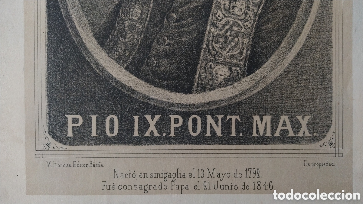 Arte: Grabado antiguo de pio ix - Foto 3