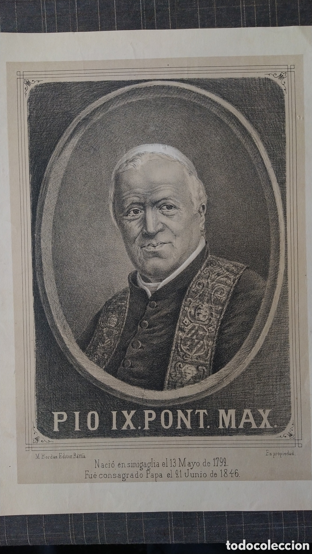Arte: Grabado antiguo de pio ix - Foto 1