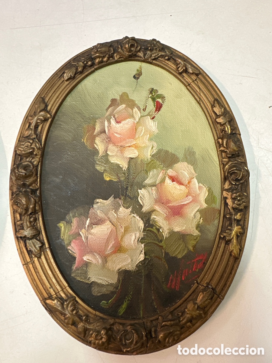 Arte: Pareja de oleos. Flores - Foto 3