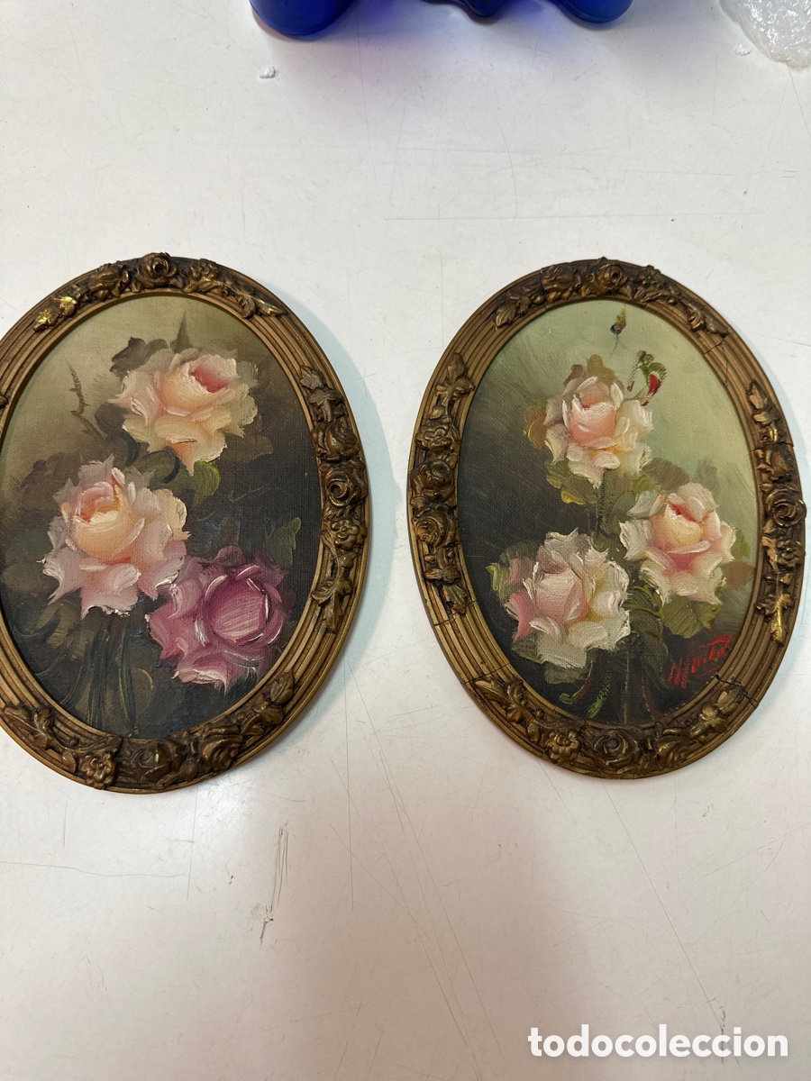 Arte: Pareja de oleos. Flores - Foto 1