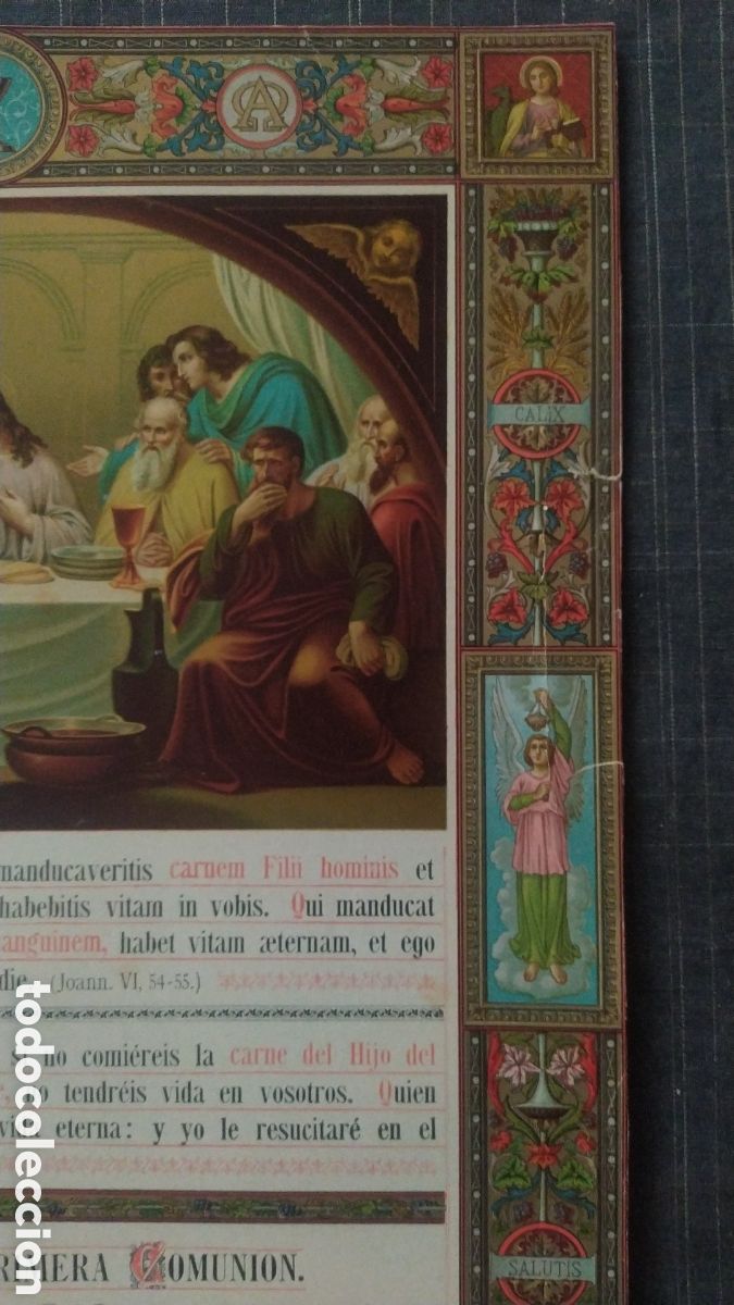 Arte: LITOGRAF&Iacute;A ANTIGUA DE PRIMERA COMUNI&Oacute;N - Foto 3