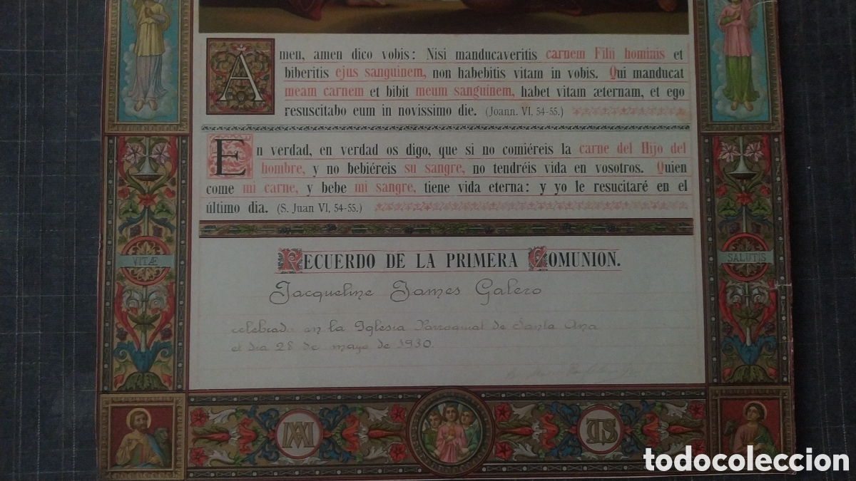 Arte: LITOGRAF&Iacute;A ANTIGUA DE PRIMERA COMUNI&Oacute;N - Foto 4