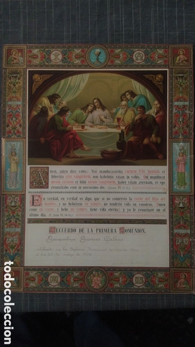 Arte: LITOGRAF&Iacute;A ANTIGUA DE PRIMERA COMUNI&Oacute;N - Foto 1