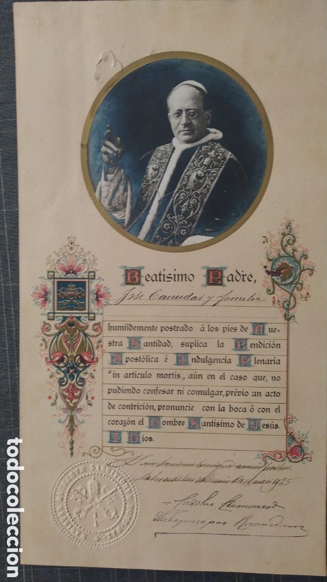 Arte: TARJETA DE BEAT&Iacute;SIMO PADRE 1925 - Foto 3
