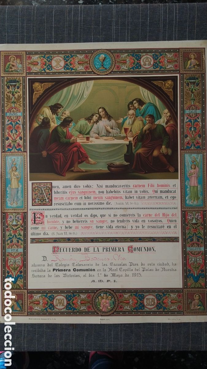 Arte: RECUERDO DE PRIMERA COMUNION DEL 1915 - Foto 2