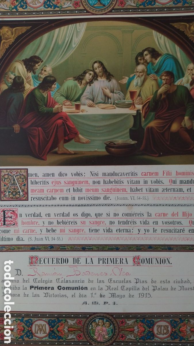 Arte: RECUERDO DE PRIMERA COMUNION DEL 1915 - Foto 1