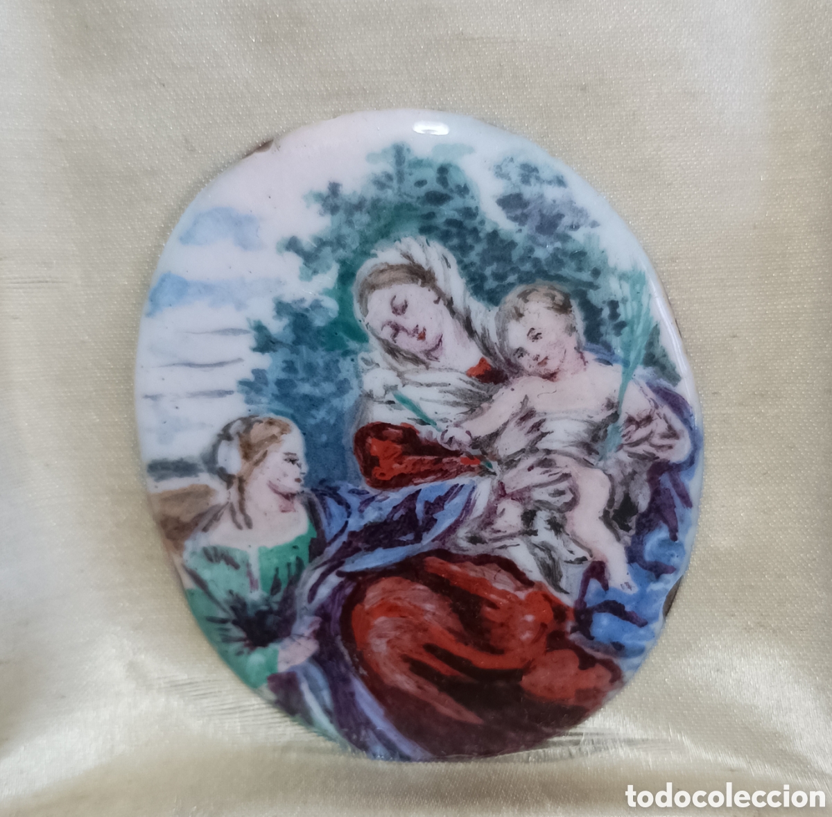 Arte: ESMALTE REPRESENTANDO VIRGEN CON NI&Ntilde;O - Foto 1