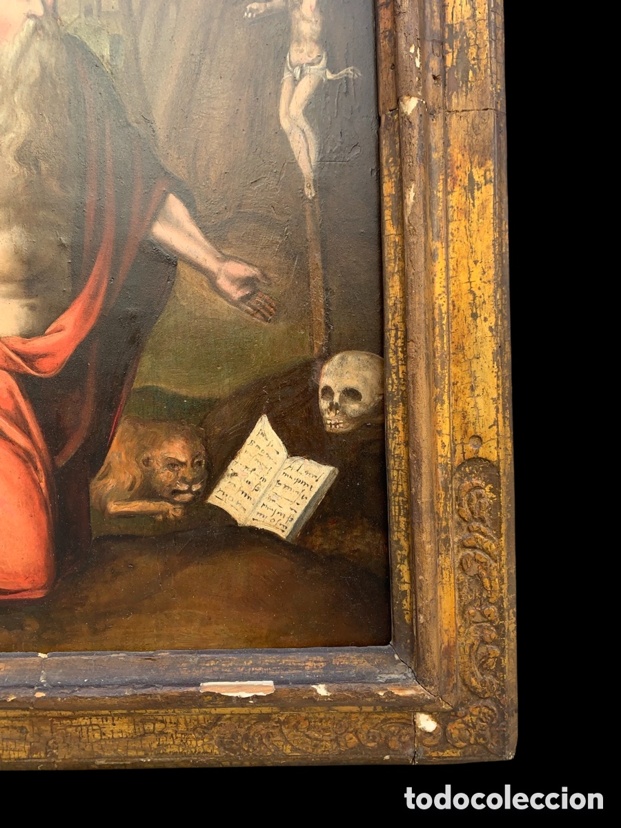 Arte: SAN JER&Oacute;NIMO ( SIGLO XVII) &Oacute;LEO SOBRE TABLA - Foto 4