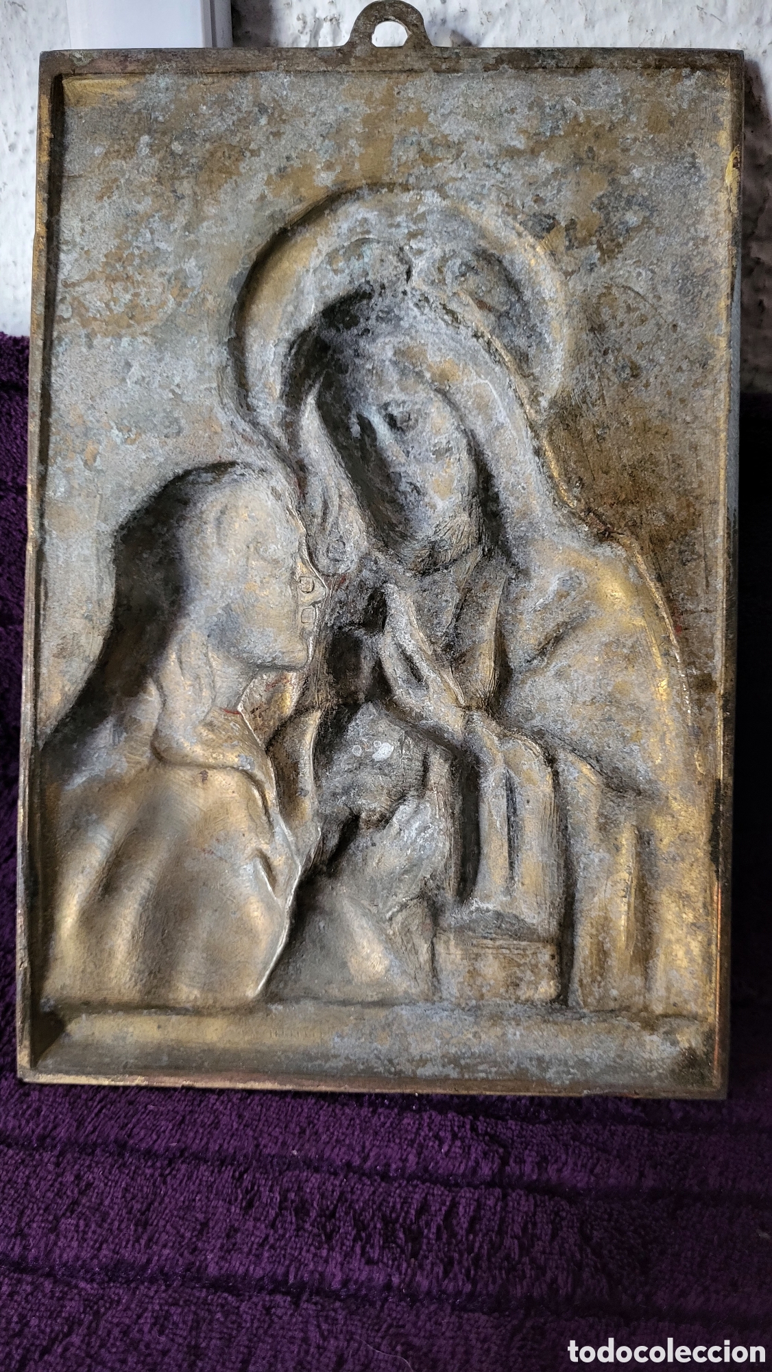 Arte: Antiguo Retablo Religioso bronce - Foto 6