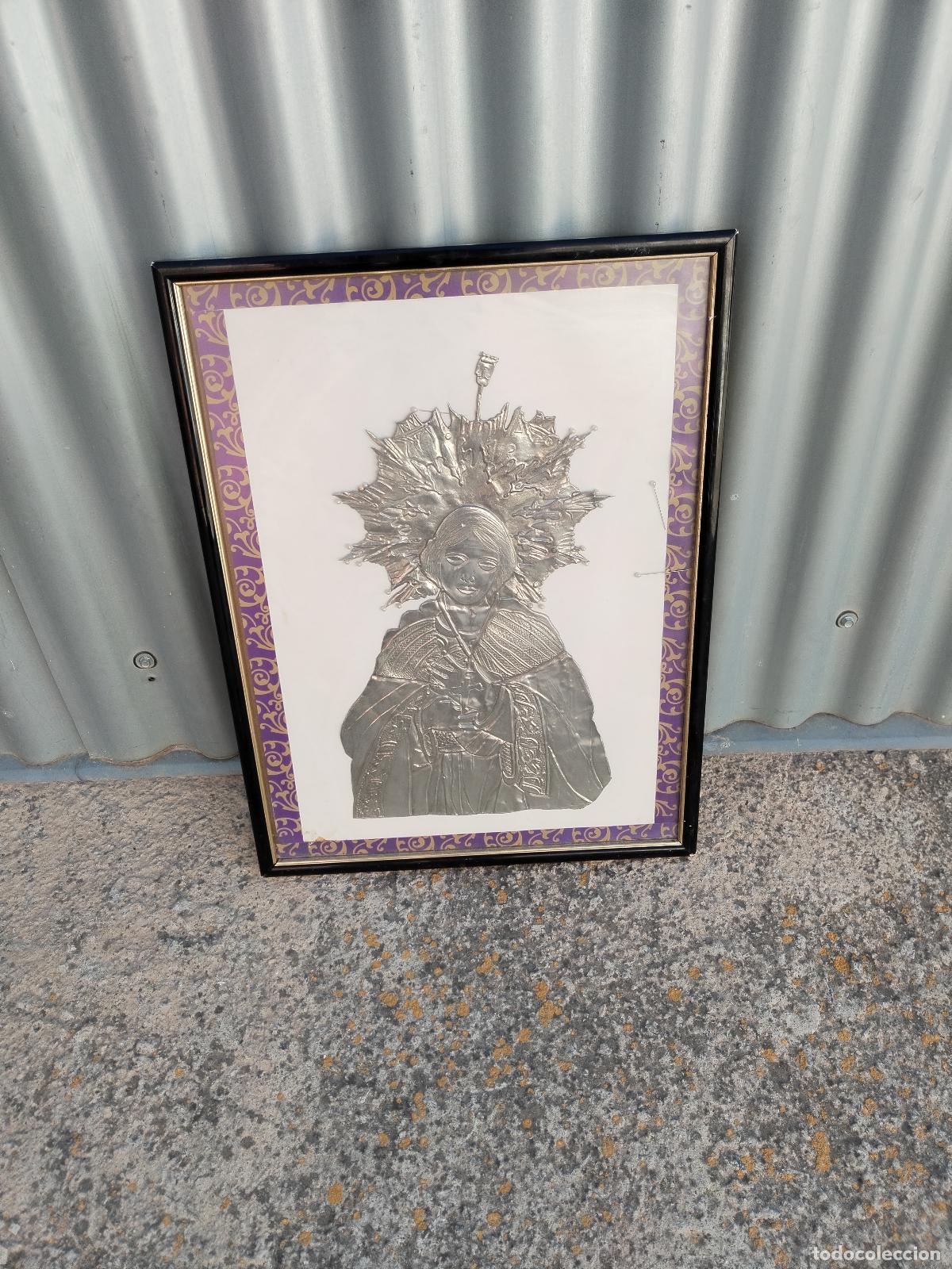 Arte: cuadro virgen relieve de esta&ntilde;o - Foto 3