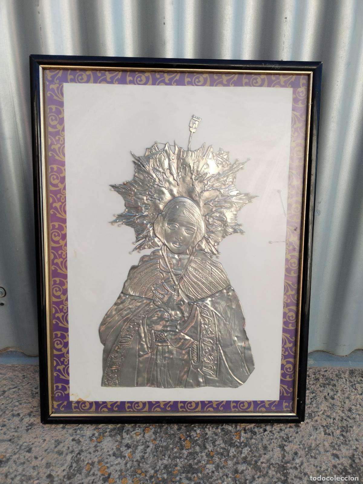 Arte: cuadro virgen relieve de esta&ntilde;o - Foto 1