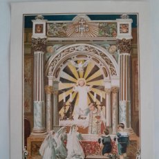 Arte: ANTIGUA LAMINA ESTAMPA RECUERDO 1ª PRIMERA COMUNION 1910S ARTE RELIGIOSO CROMOLITOGRAFIA 32X22 CM RV
