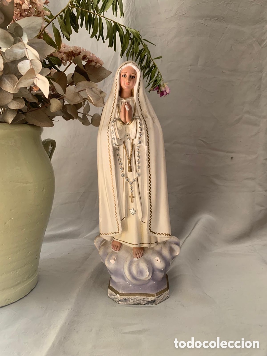 Arte: Virgen de F&aacute;tima ojos de cristal - Foto 1