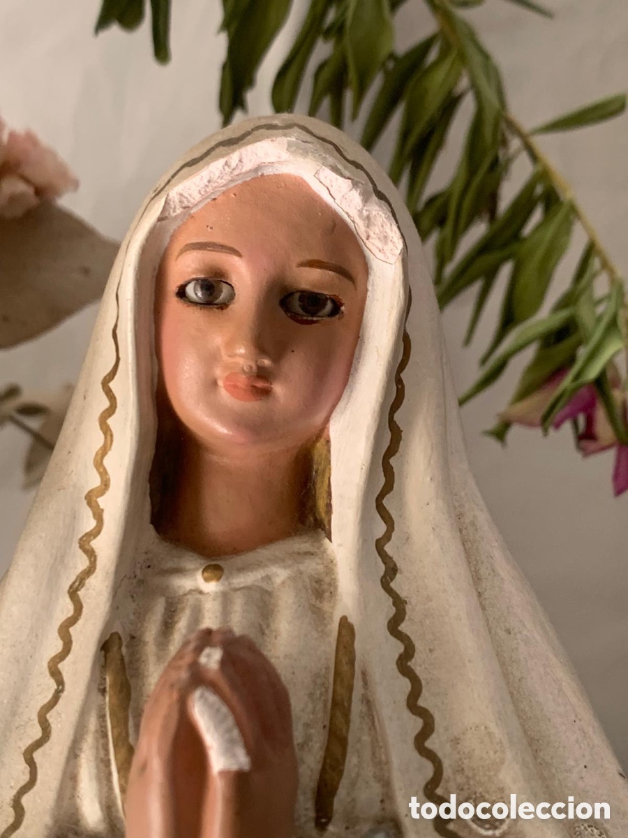 Arte: Virgen de F&aacute;tima ojos de cristal - Foto 2