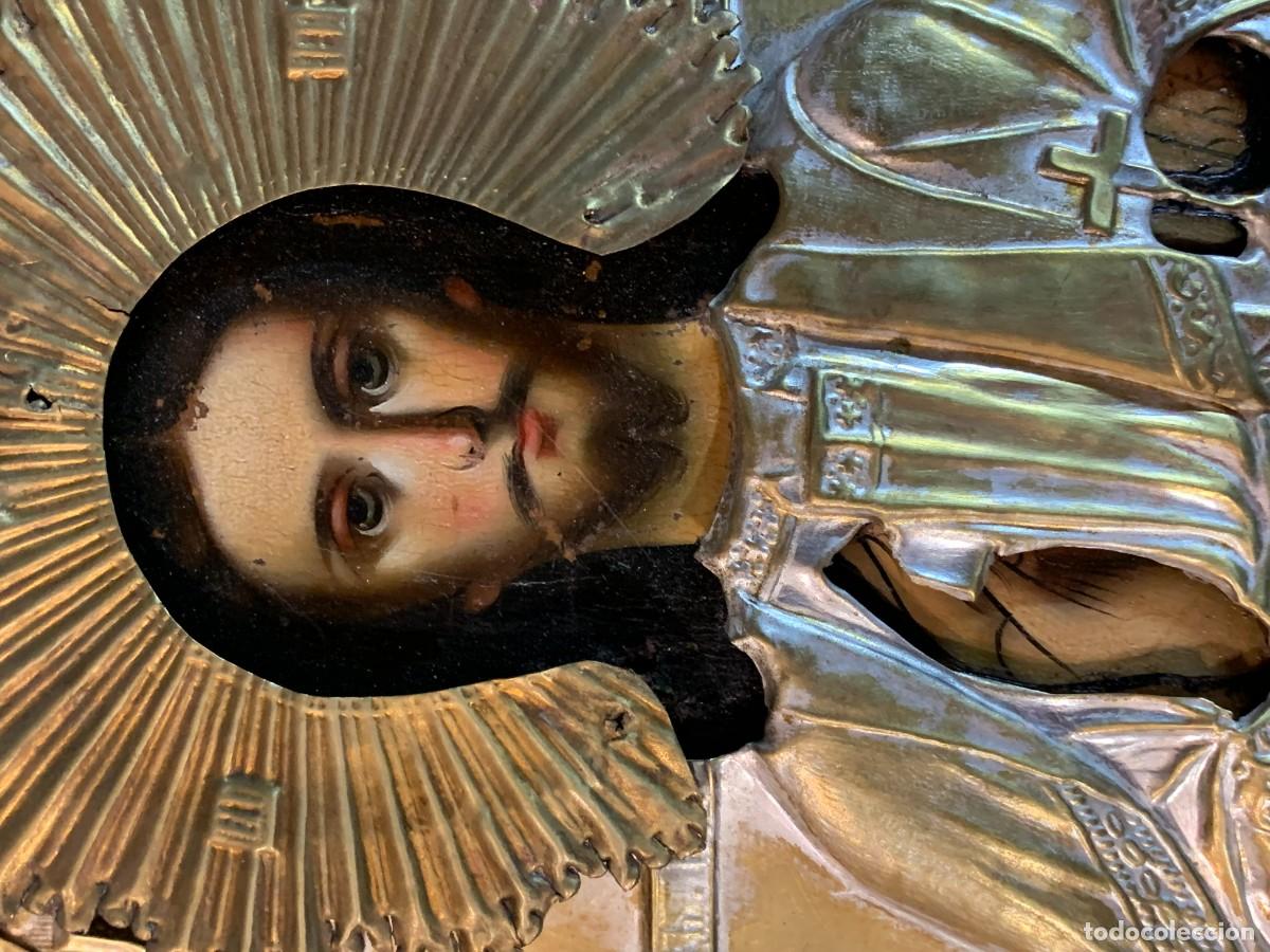 Arte: ANTIGUO ICONO CRISTO PANTOCRATOR - Foto 2