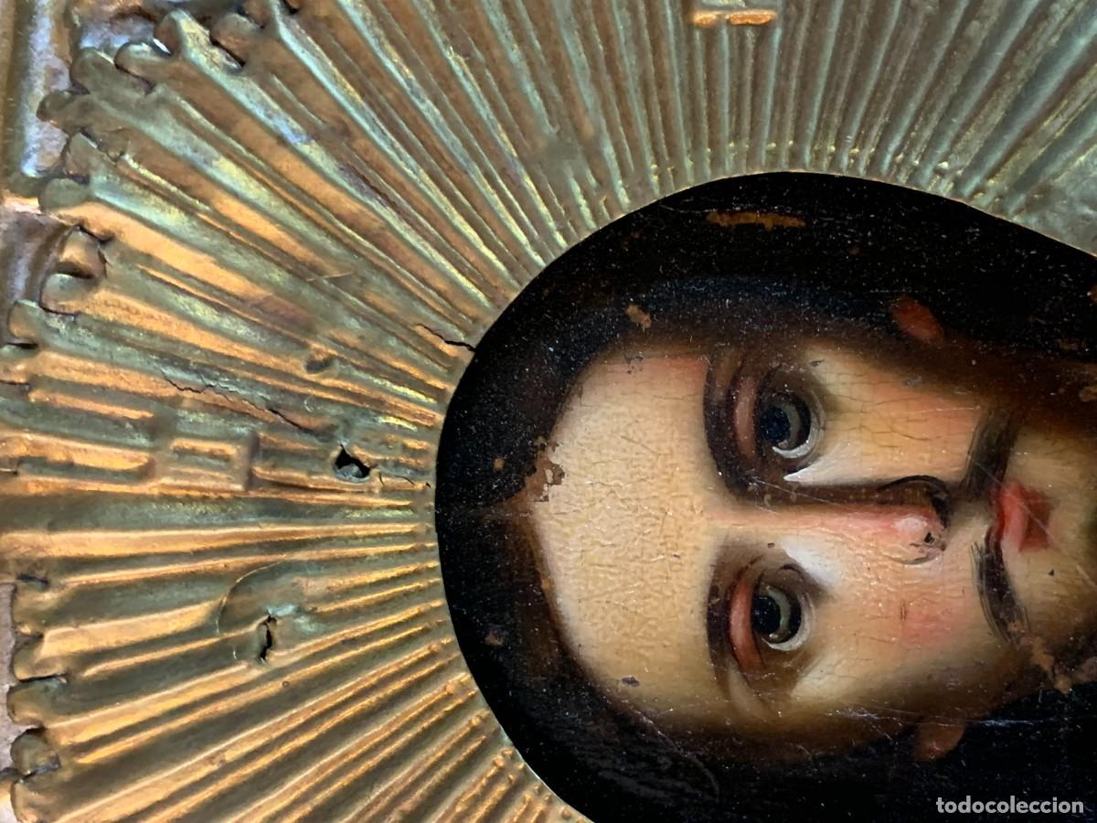 Arte: ANTIGUO ICONO CRISTO PANTOCRATOR - Foto 6