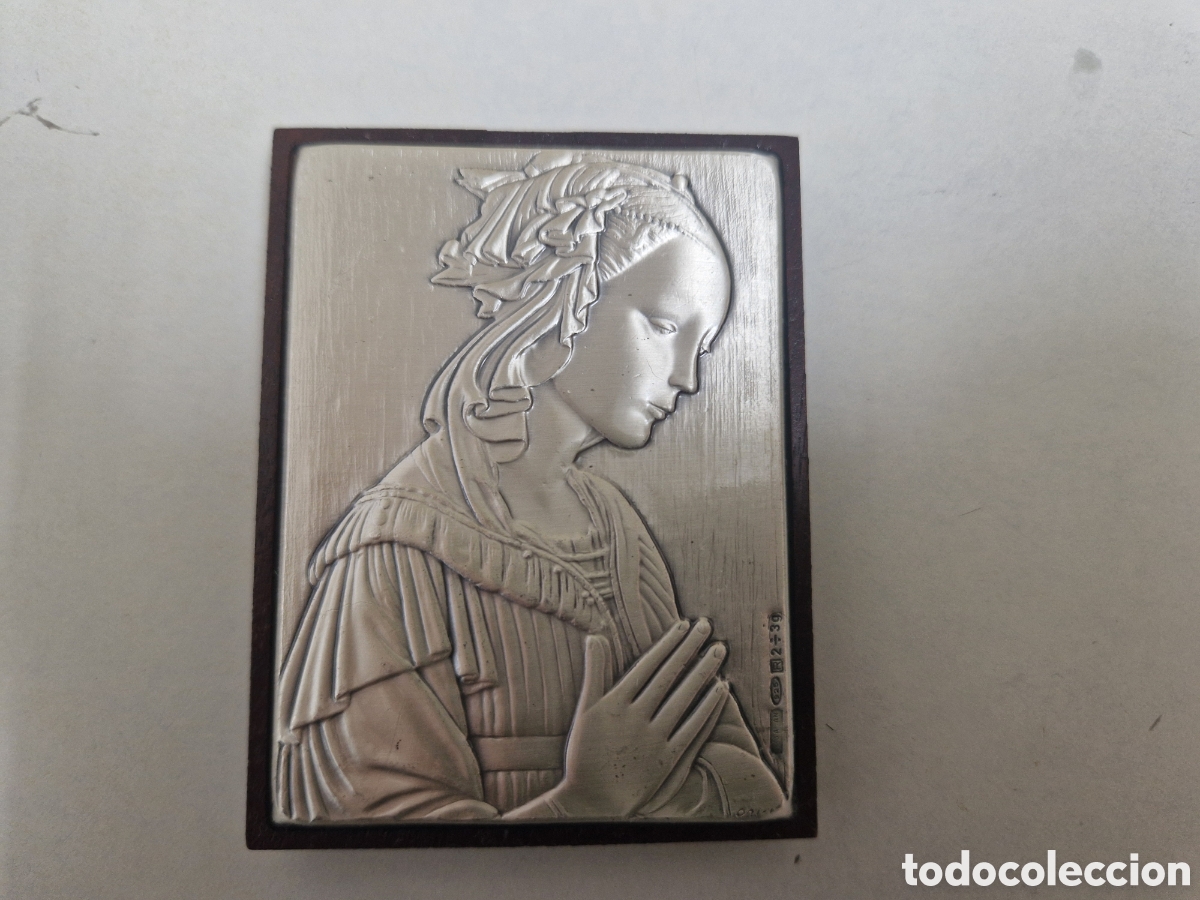 Arte: PEQUE&Ntilde;O CUADRO EN MADERA Y PLATA - Foto 2