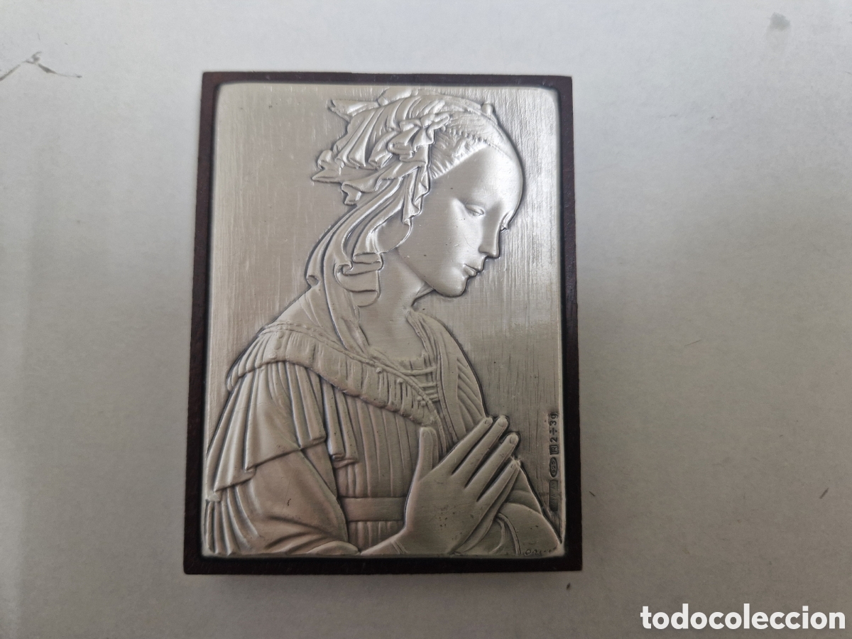 Arte: PEQUE&Ntilde;O CUADRO EN MADERA Y PLATA - Foto 1