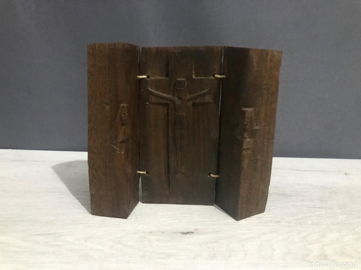 Arte: Tr&iacute;ptico religioso tallado en madera - Foto 1