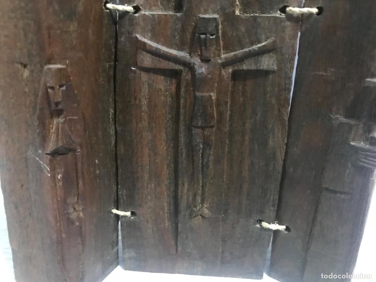 Arte: Tr&iacute;ptico religioso tallado en madera - Foto 8