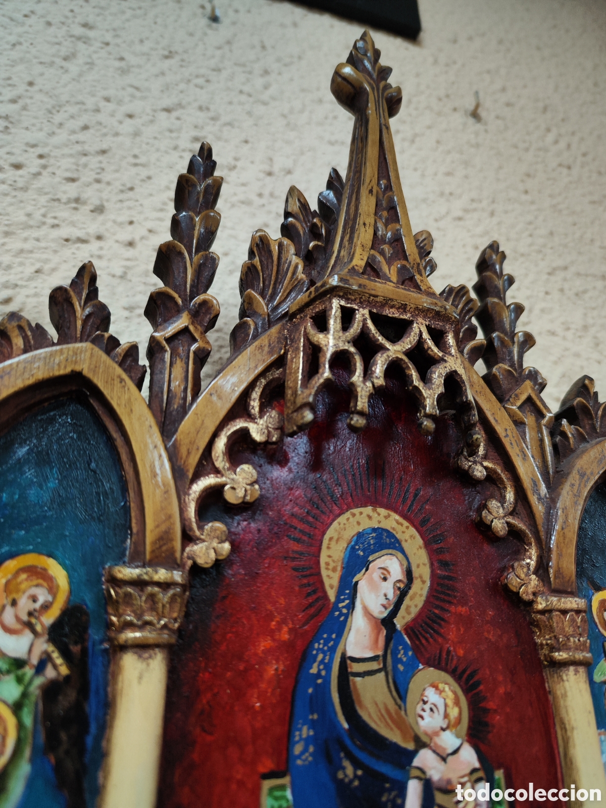 Arte: Tr&iacute;ptico madera con pintura oleo - Foto 4