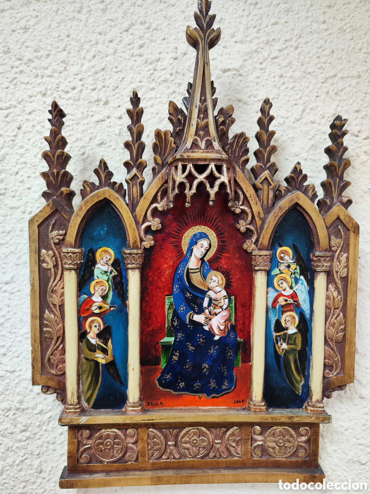 Arte: Tr&iacute;ptico madera con pintura oleo - Foto 6