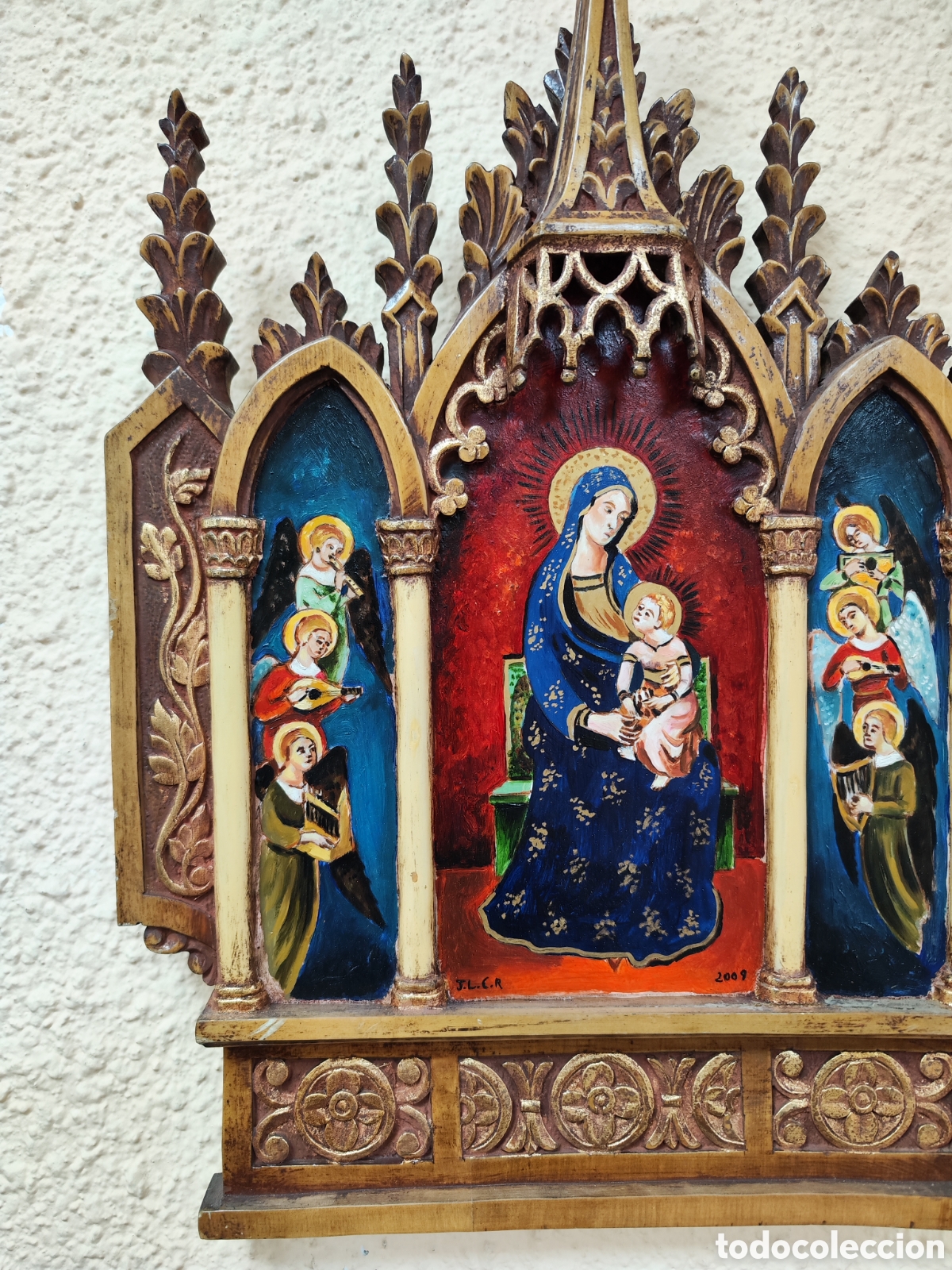 Arte: Tr&iacute;ptico madera con pintura oleo - Foto 7