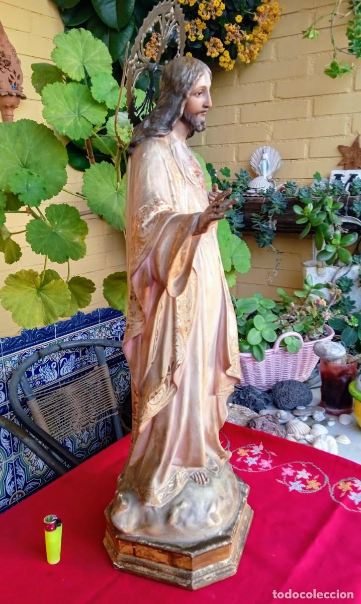 Arte: Gran figura religiosa del Coraz&oacute;n de Jes&uacute;s Olot - Foto 4