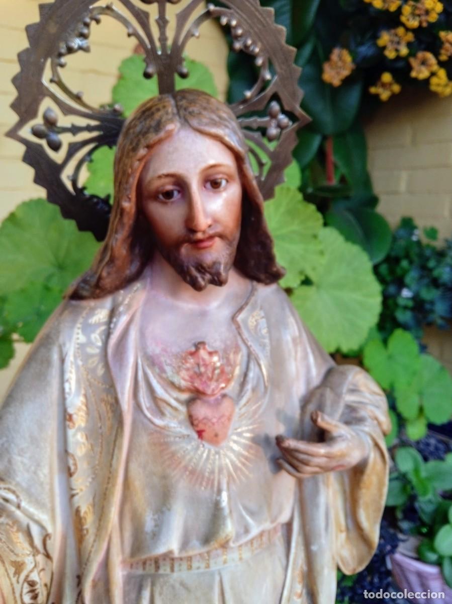 Arte: Gran figura religiosa del Coraz&oacute;n de Jes&uacute;s Olot - Foto 9