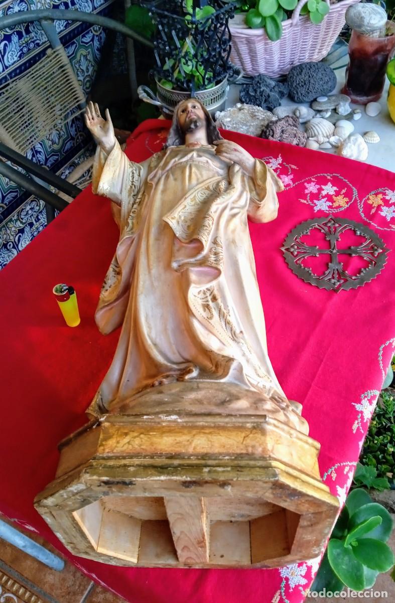 Arte: Gran figura religiosa del Coraz&oacute;n de Jes&uacute;s Olot - Foto 10