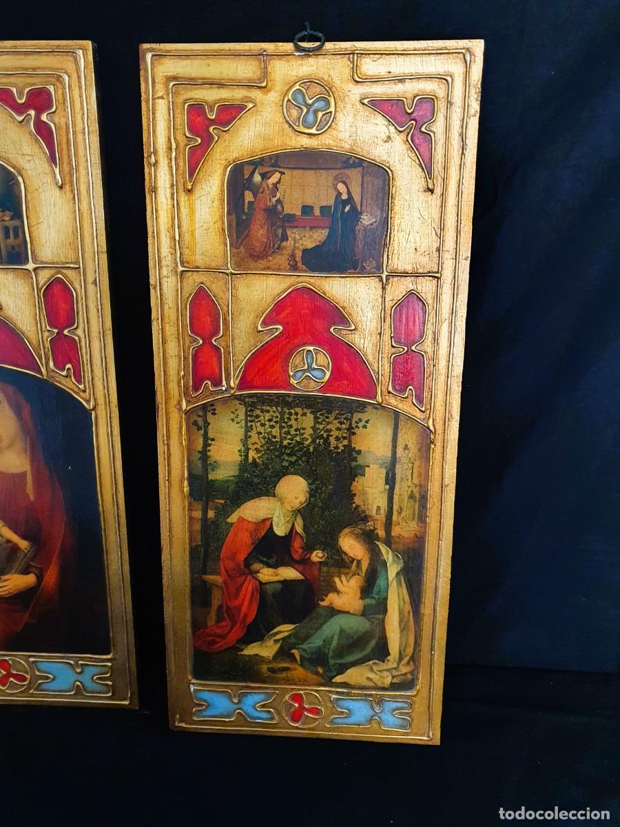 Arte: -Triptico religioso esmaltes y pan de oro - Foto 2